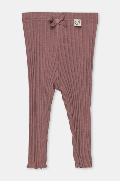 Organic rib lettuce-edge baby leggings - Pink