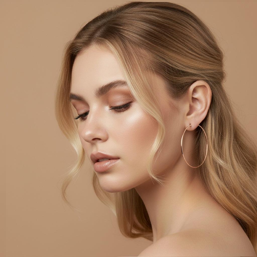18k Rose Gold Large Hoop Earrings