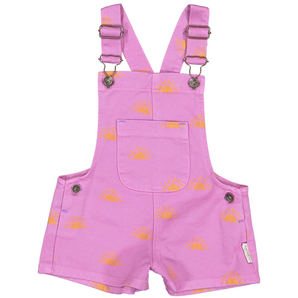 Short Dungarees - Violet w/ Sun Allover