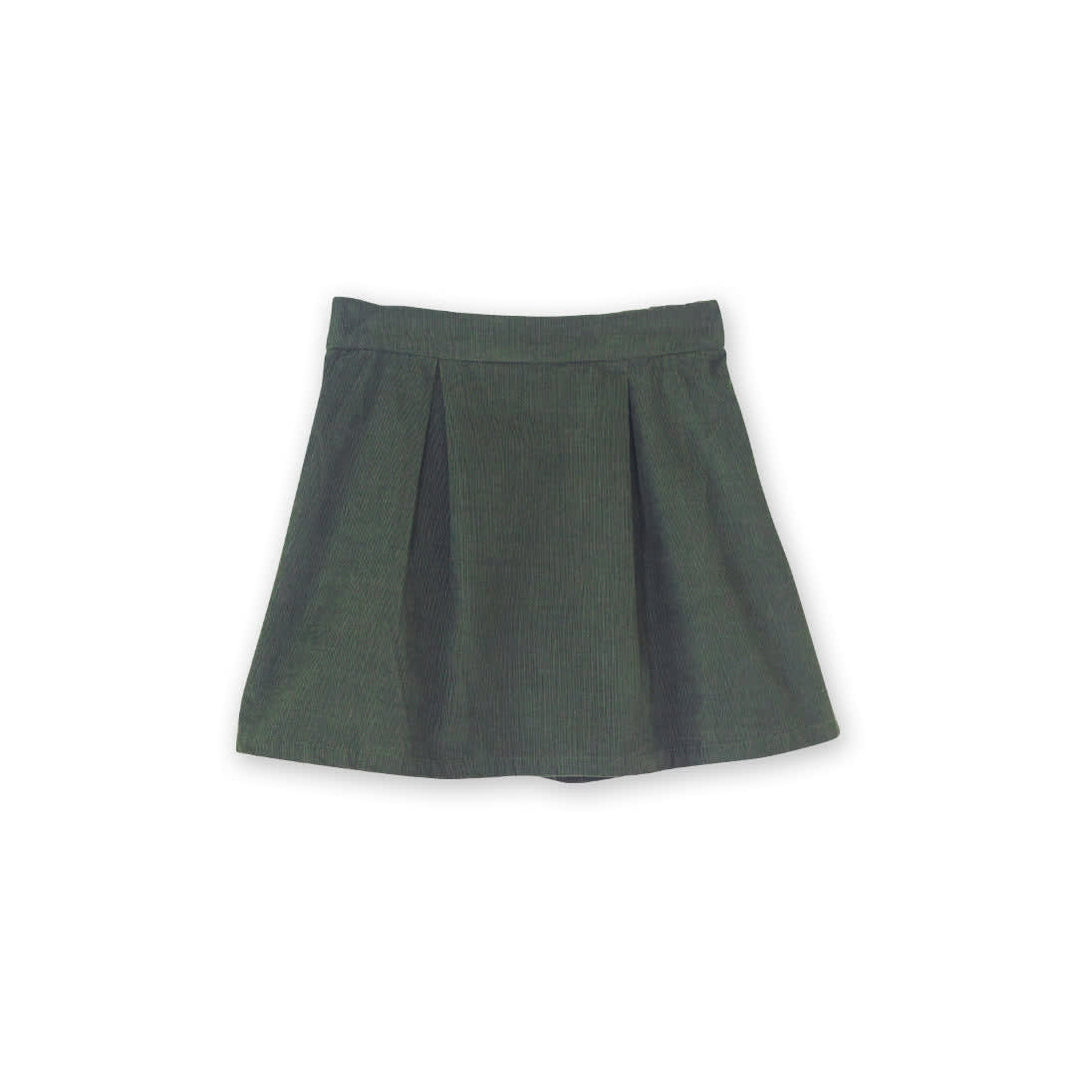 Girls Block Pleats Brooklyn Skirt - Pine Green Corduroy
