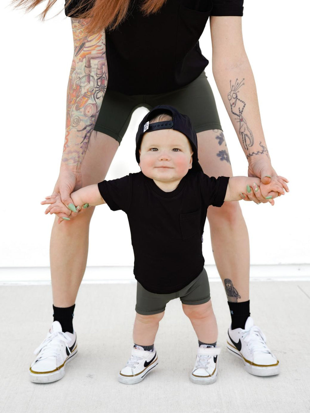 Baby Athletic Ribbed Biker Short - Forest - Shorts