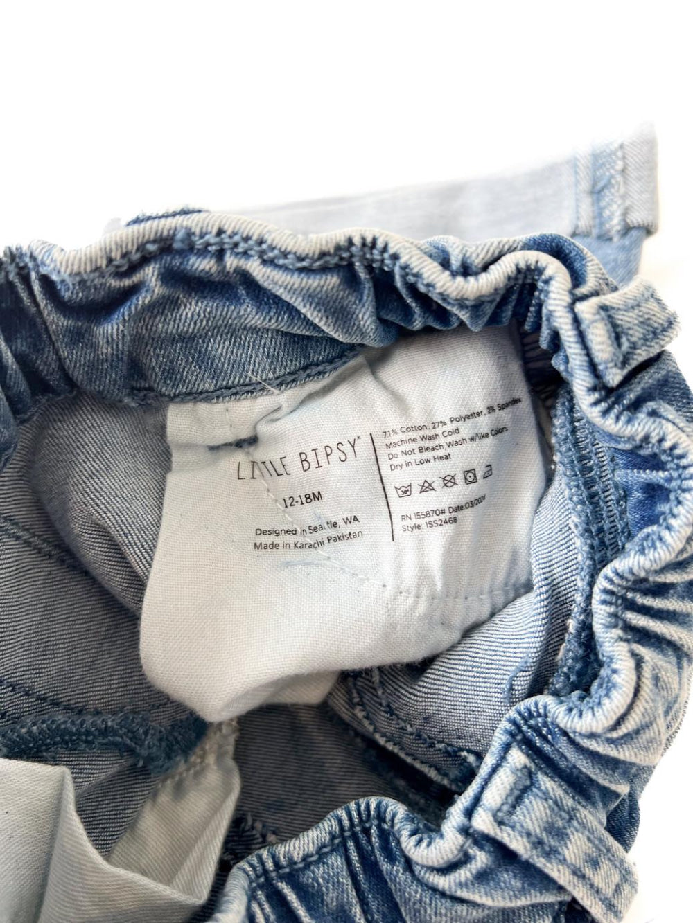 Baby Boys Rolled Denim Short - Blue Wash - 0-3M - Shorts