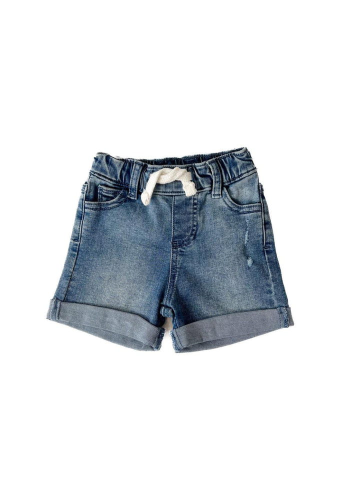 Baby Boys Rolled Denim Short - Blue Wash - 0-3M - Shorts