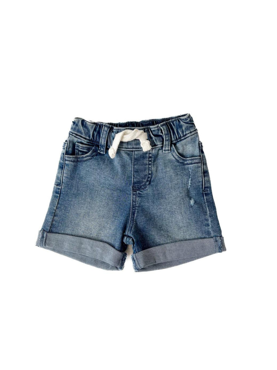 Baby Boys Rolled Denim Short - Blue Wash - 0-3M - Shorts