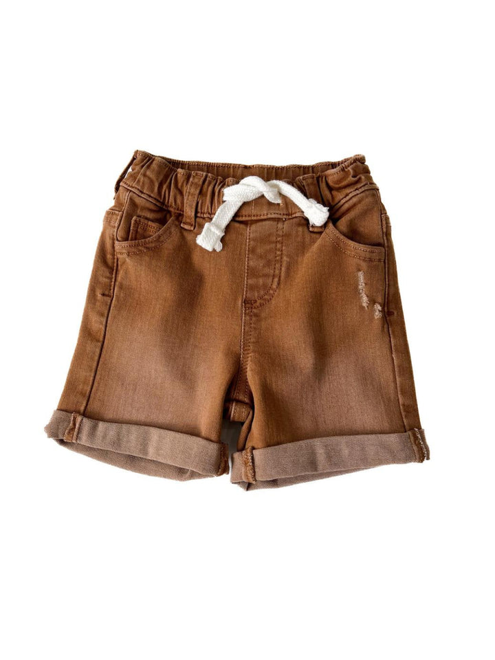 Baby Boys Rolled Denim Short - Dark Camel - Shorts