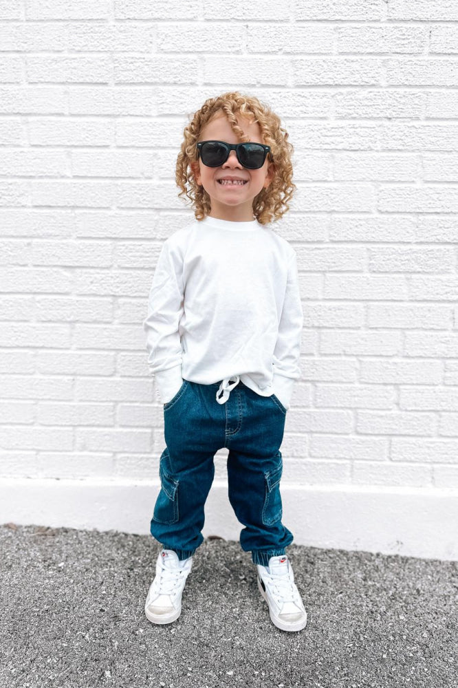Baby Cargo Denim Jogger - Classic Denim Wash - Joggers
