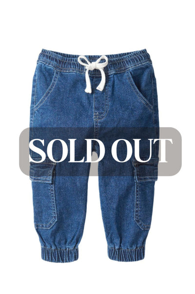 Baby Cargo Denim Jogger - Classic Denim Wash - Joggers