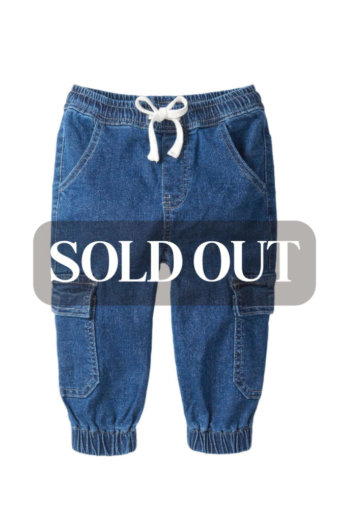 Baby Cargo Denim Jogger - Classic Denim Wash - Joggers