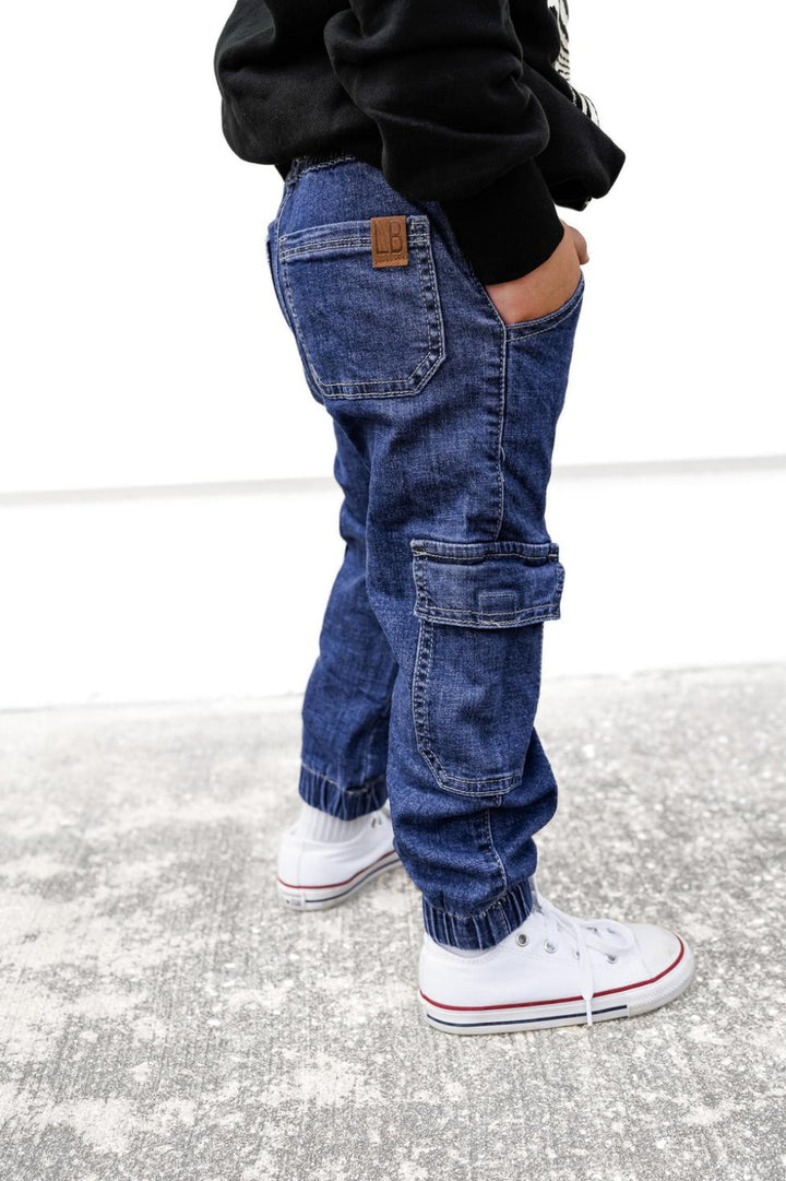 Baby Cargo Denim Jogger - Classic Denim Wash - Joggers