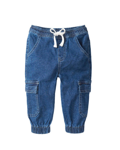 Baby Cargo Denim Jogger - Classic Denim Wash - Joggers