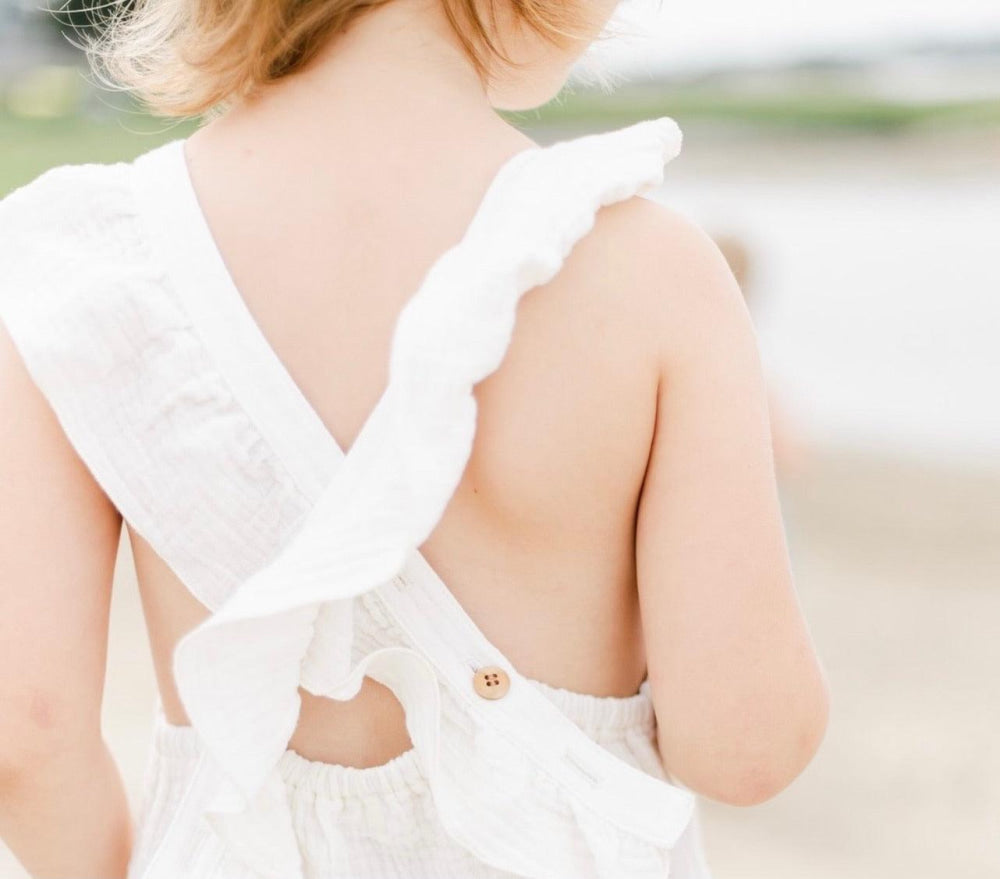 Baby Cross Back Pocket Dress - White - Dresses