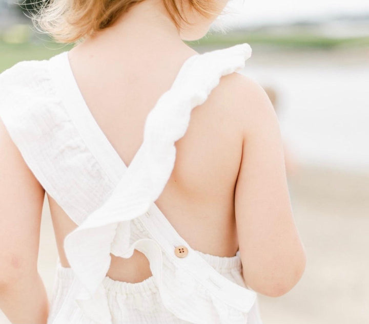 Baby Cross Back Pocket Dress - White - Dresses