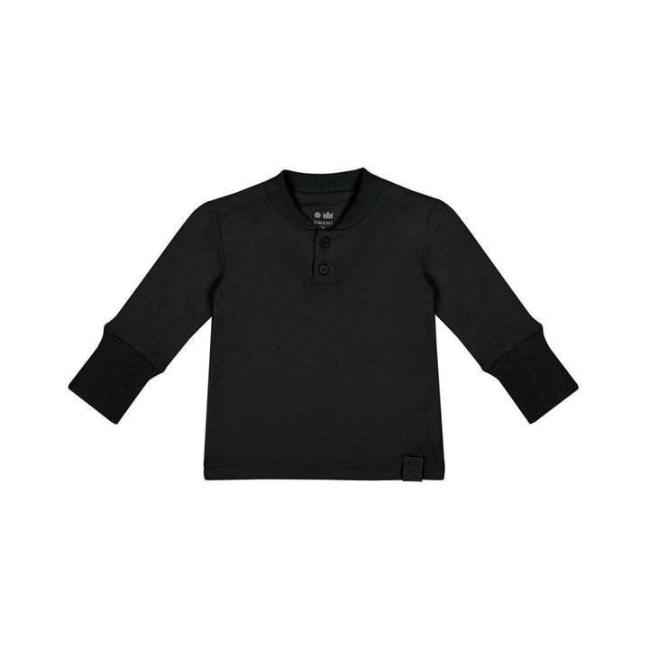 Baby Henley with Long Sleeve - Black - 0-3m - Henley