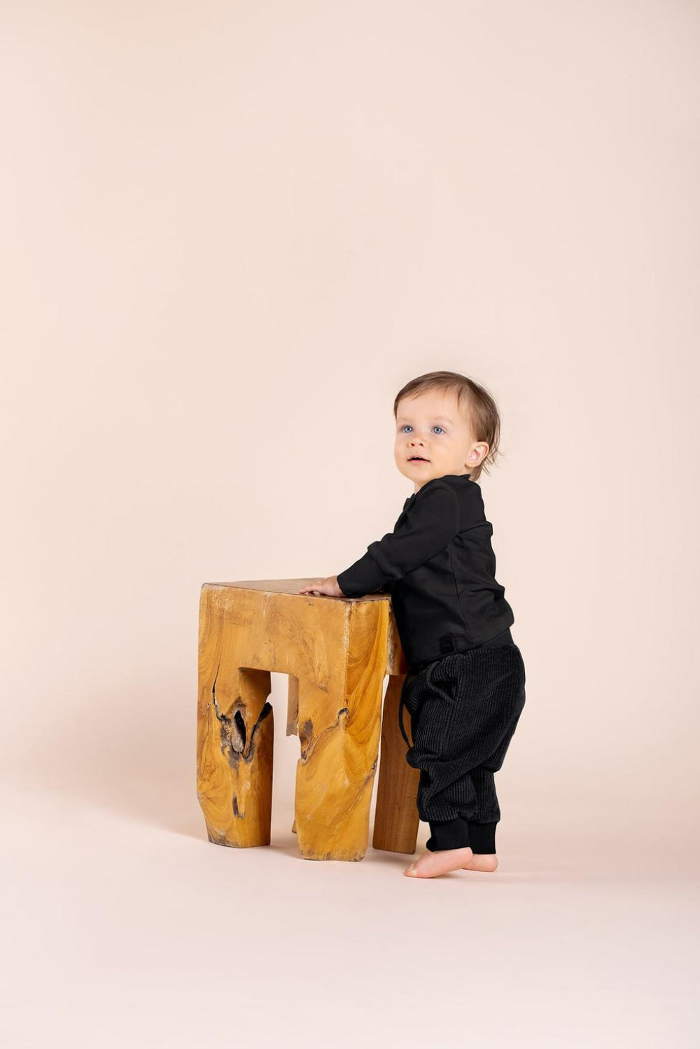 Baby Henley with Long Sleeve - Black - 0-3m - Henley