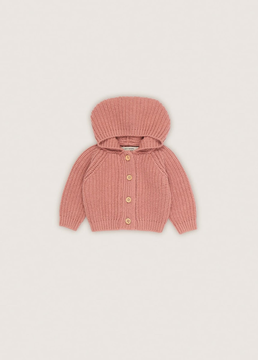 Baby Hoodie Rib - Rose Dust - 6m - Sweater