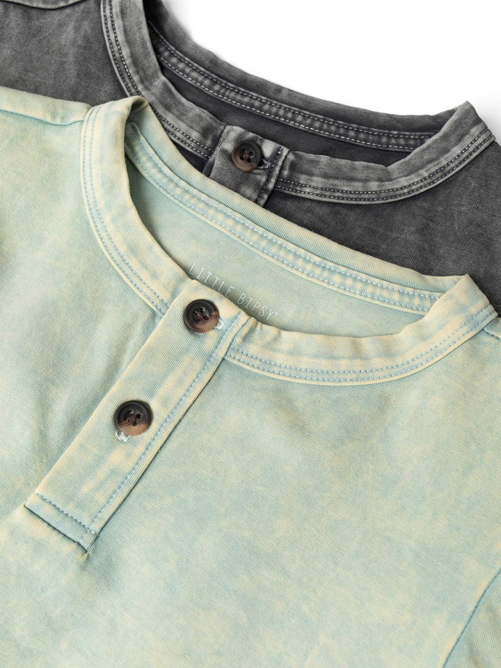Baby Jersey Henley Tee - Green Wash - T-shirt