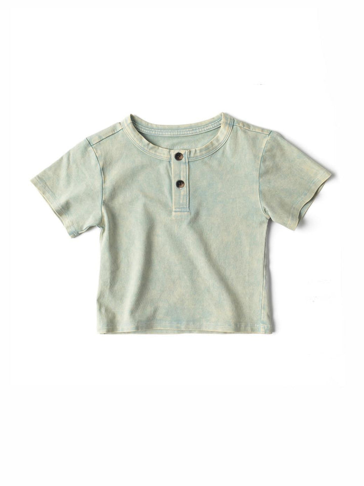 Baby Jersey Henley Tee - Green Wash - T-shirt