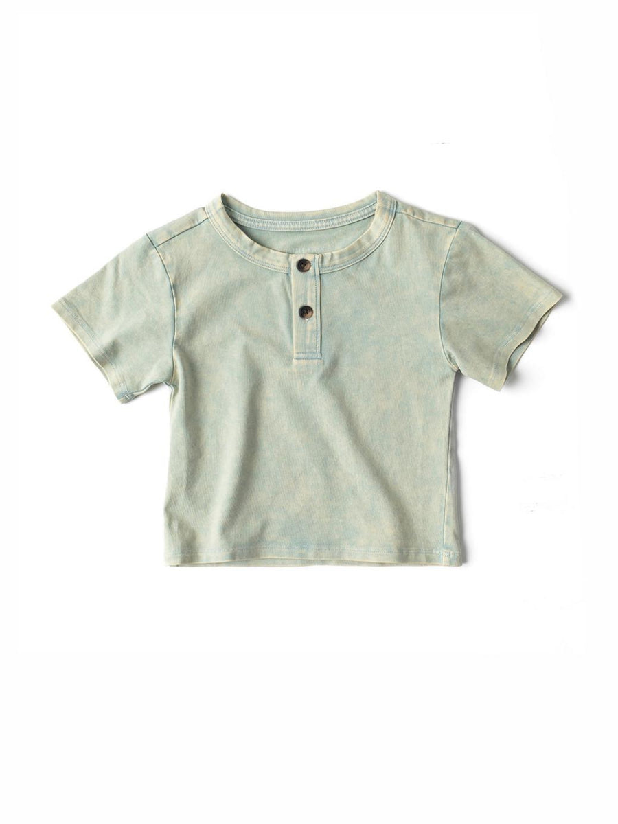 Baby Jersey Henley Tee - Green Wash - T-shirt