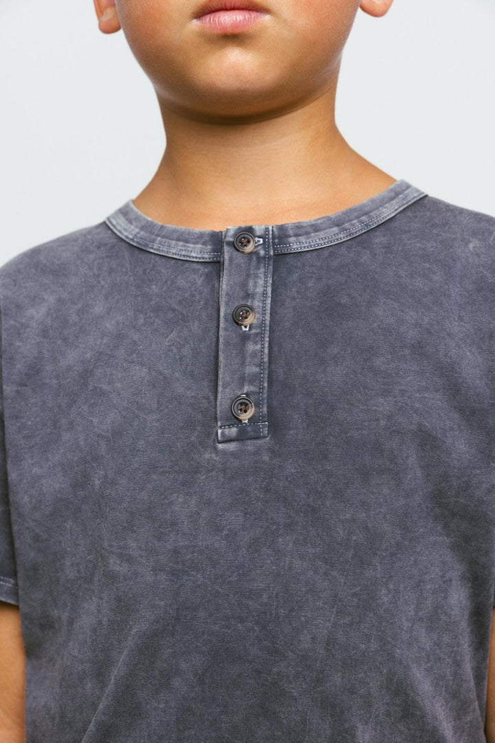 Baby Jersey Henley Tee - Grey Wash - T-shirt