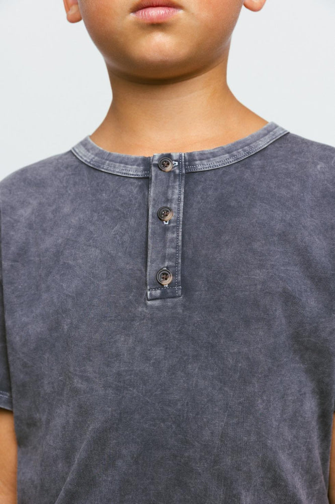 Baby Jersey Henley Tee - Grey Wash - T-shirt