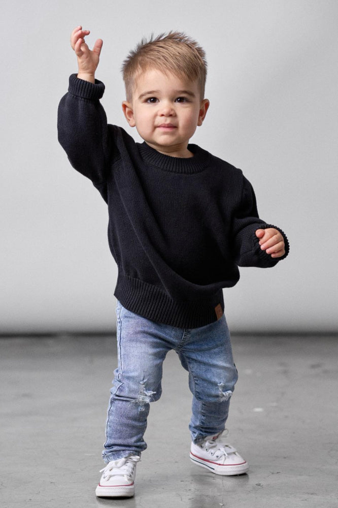 Baby Knit Sweater - Black - Sweatshirt