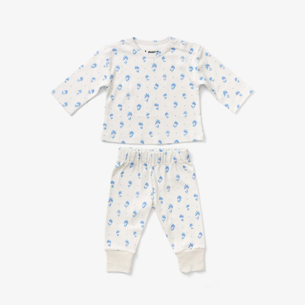 Baby Long Sleeve T Shirt - Flower Polka Dot Sky - Shirt