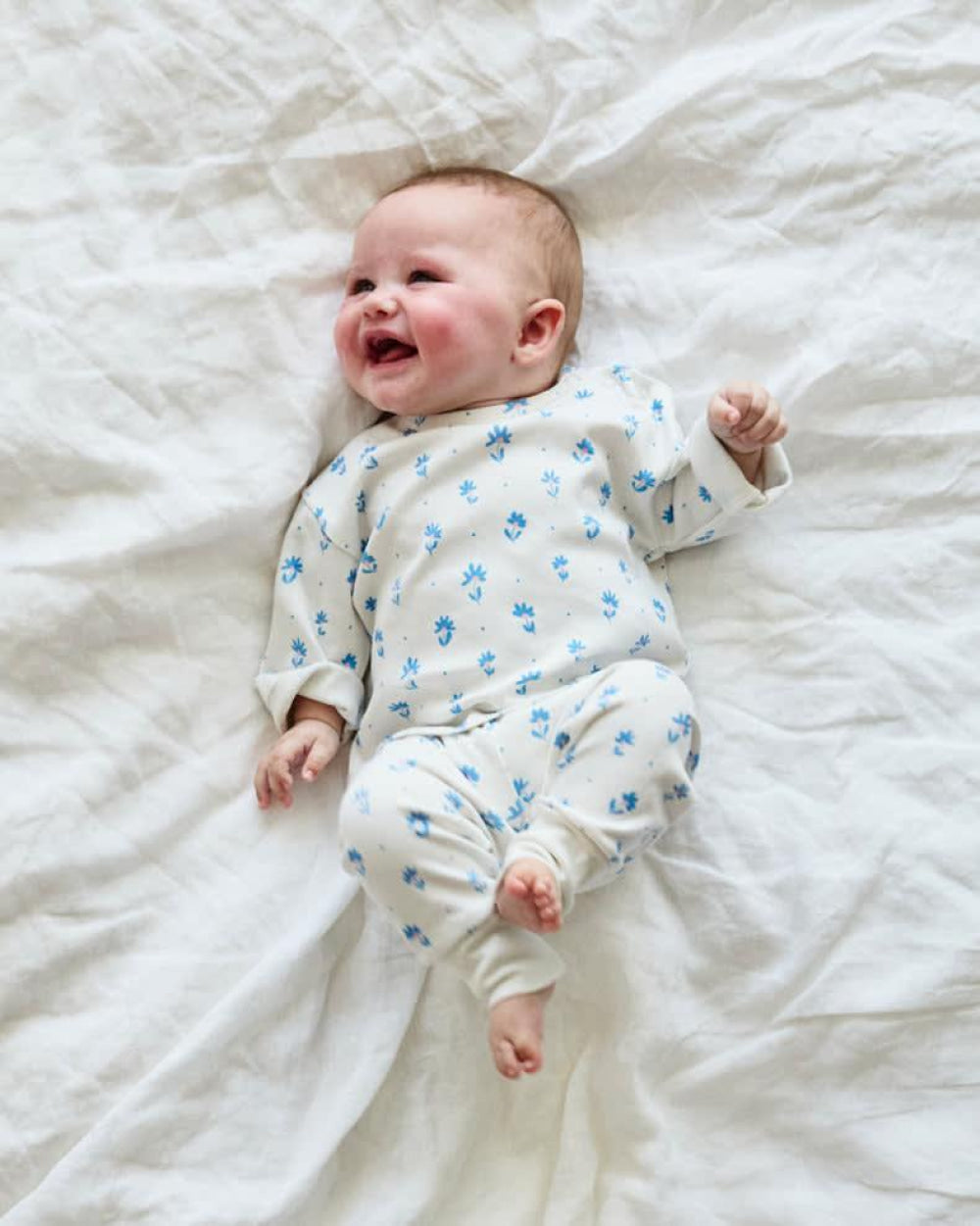 Baby Long Sleeve T Shirt - Flower Polka Dot Sky - Shirt