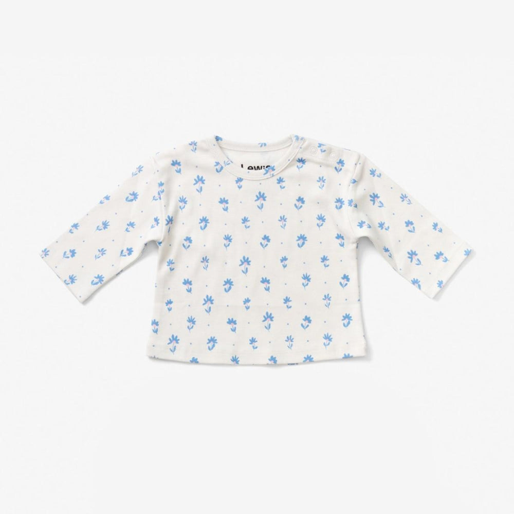 Baby Long Sleeve T Shirt - Flower Polka Dot Sky - Shirt