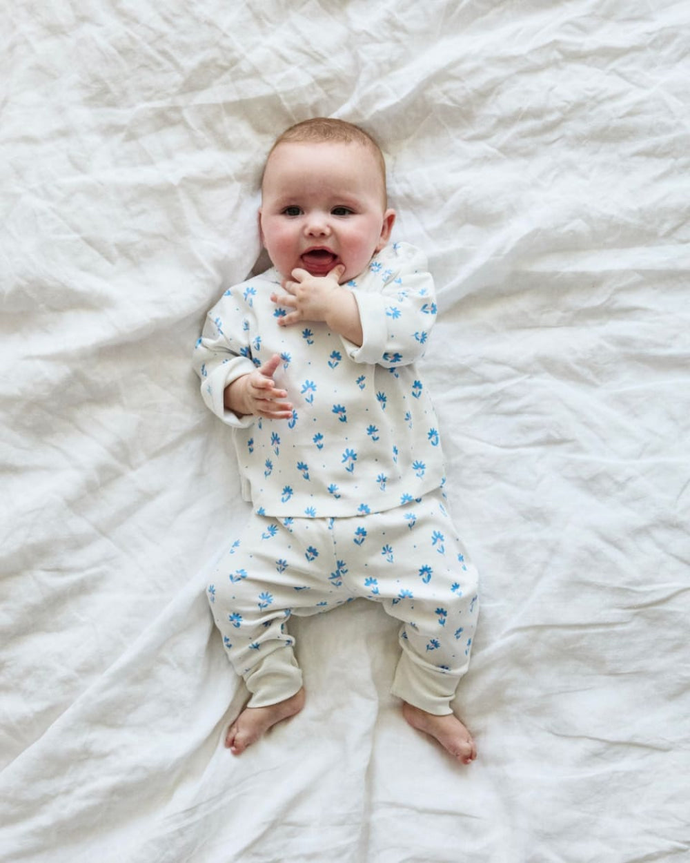 Baby Long Sleeve T Shirt - Flower Polka Dot Sky - Shirt