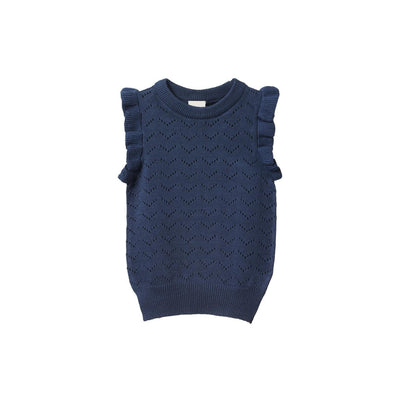 Baby Mathilde Vest - Vintage Indigo Pointelle - Vest