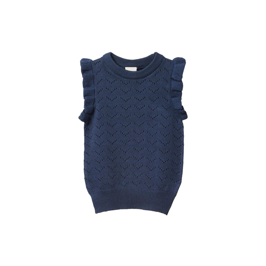 Baby Mathilde Vest - Vintage Indigo Pointelle - Vest
