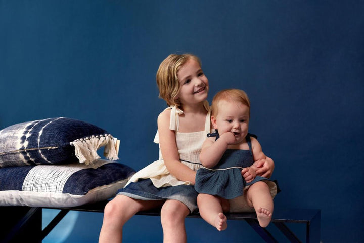 Baby Peplum Top with Ties - Navy - Tank Top