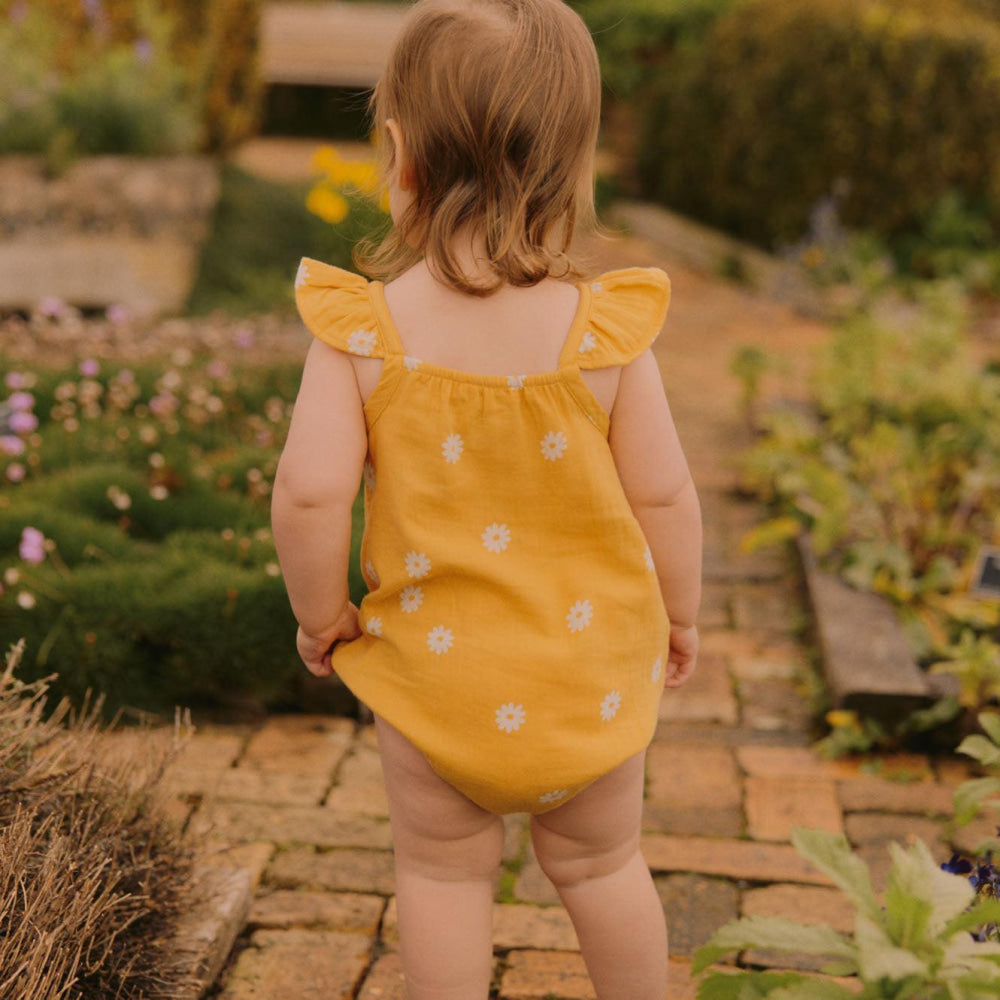 Baby Petal Suit - Chamomile Sunshine Print - Romper