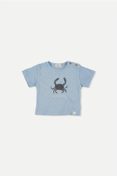 Baby Slub Print T-Shirt Crabe - Blue - T-shirt