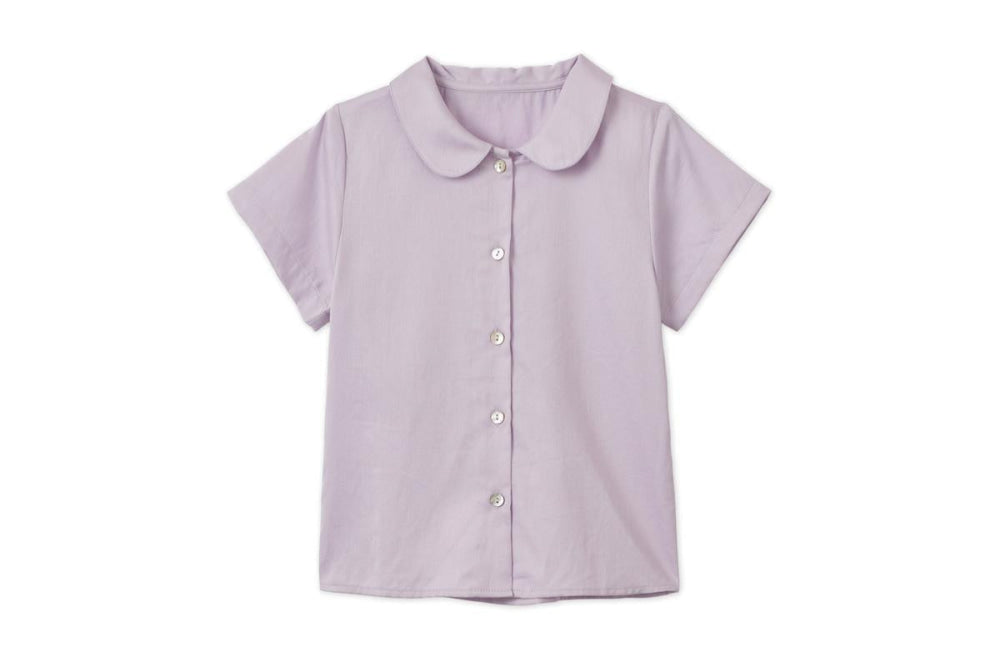 Baby SS Organic Cotton Woven Peter Pan Collared Shirt - Lavender - Collared Shirt