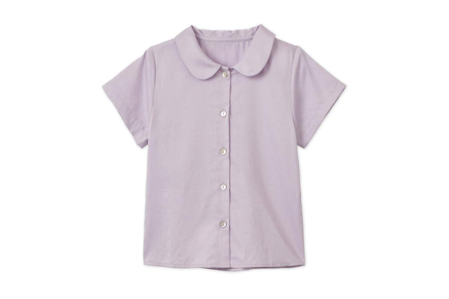 Baby SS Organic Cotton Woven Peter Pan Collared Shirt - Lavender - Collared Shirt