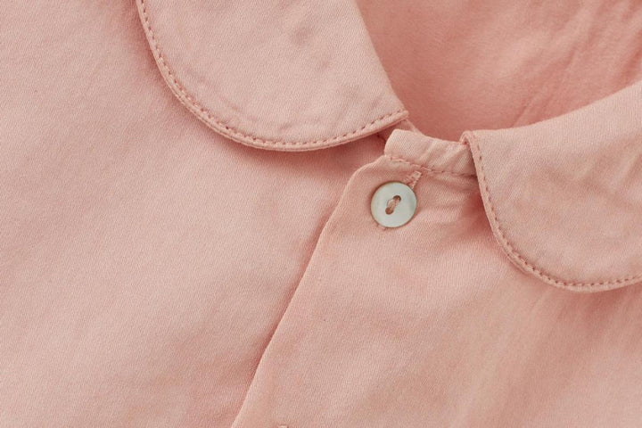 Baby SS Organic Cotton Woven Peter Pan Collared Shirt - Pink Quartz - 0-6M - Collared Shirt