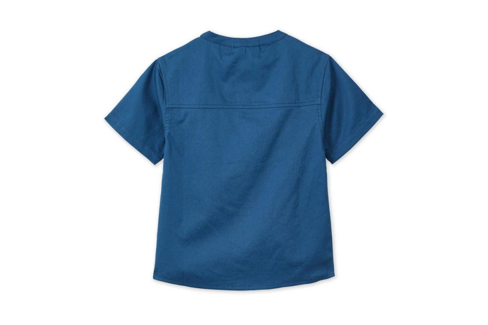 Baby SS Organic Cotton Woven Shirt - Navy Blue - Button Down Shirt