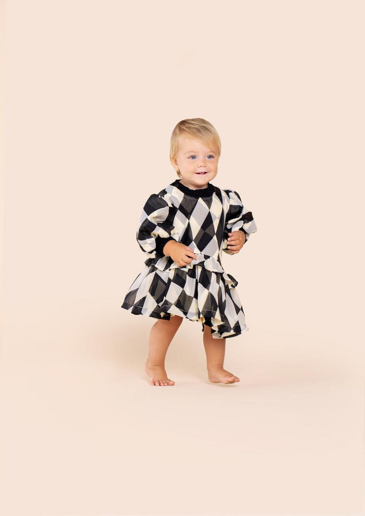 Baby Terry and Organza Dress - Black - 0-3m - Dresses