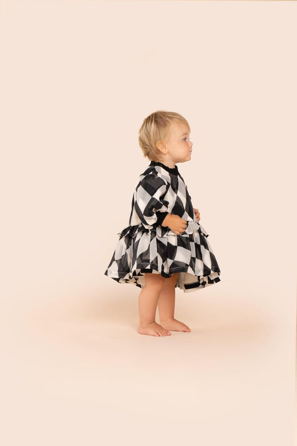 Baby Terry and Organza Dress - Black - 0-3m - Dresses