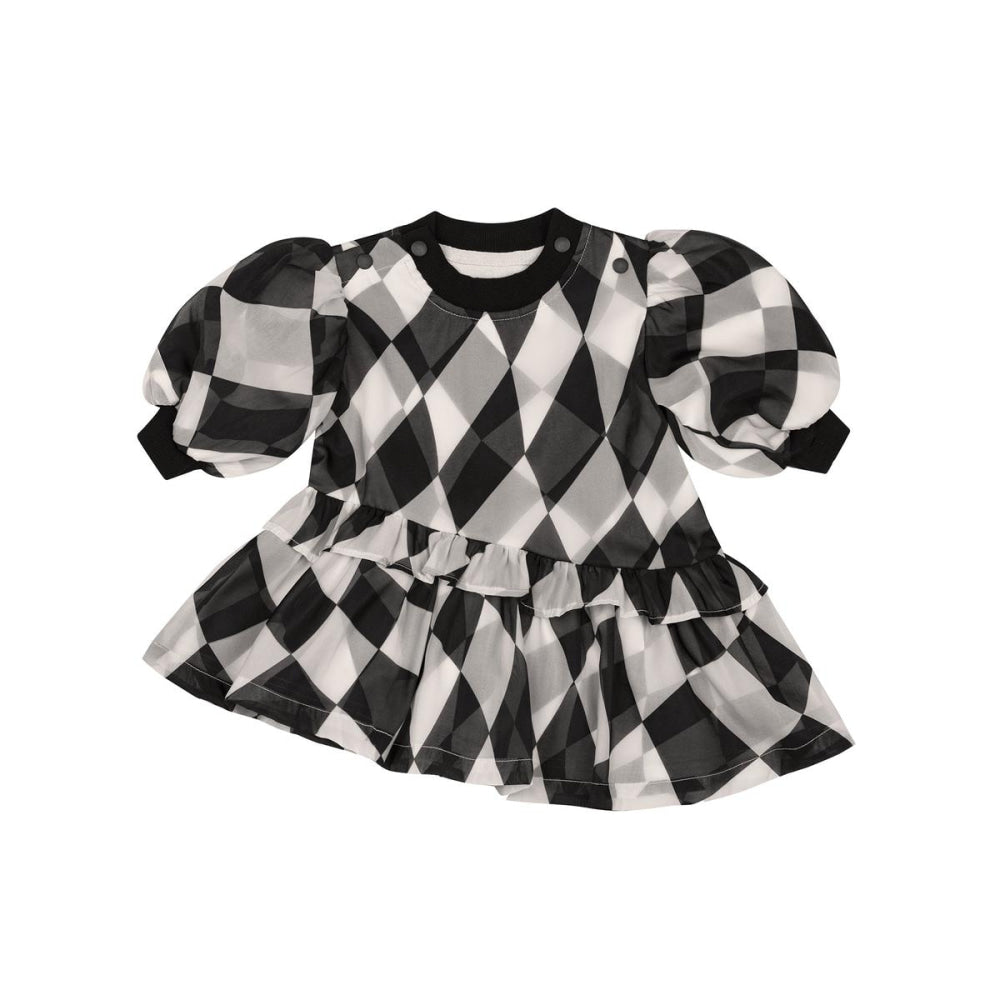 Baby Terry and Organza Dress - Black - 0-3m - Dresses