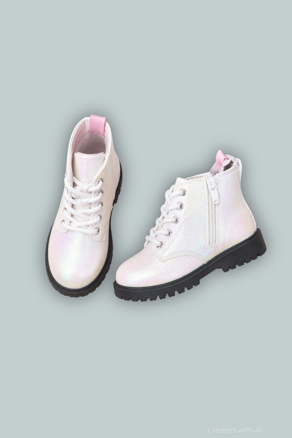 Baby & Toddler Metallic Lace-Up Boots - White - 7 - Boots