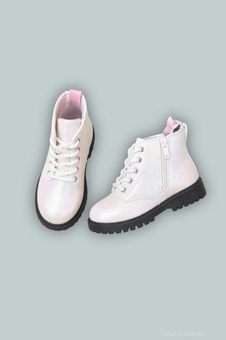 Baby & Toddler Metallic Lace-Up Boots - White - 7 - Boots