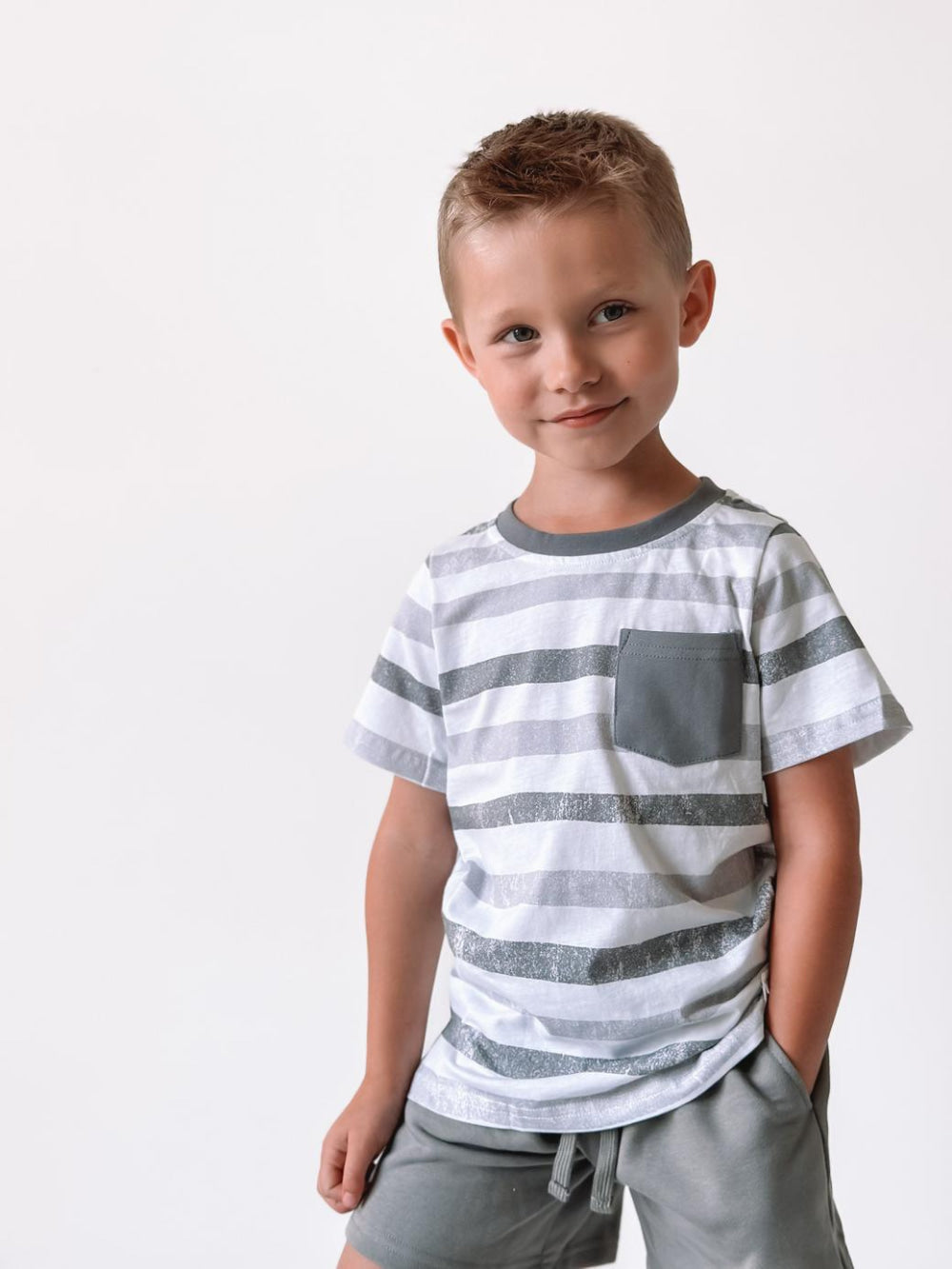 Baby Watercolor Striped Classic Tee - Charcoal - T-shirt