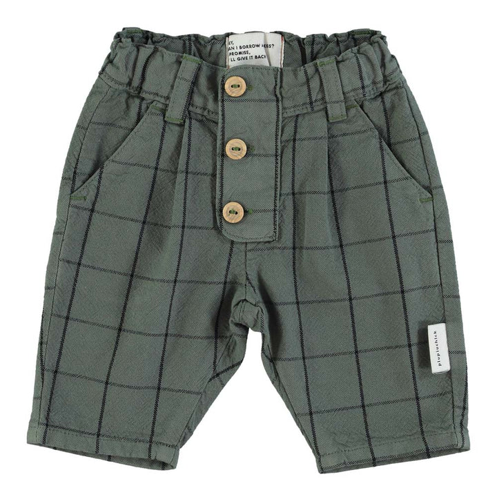 Baby Trouser w/ Buttons - Green Checkered