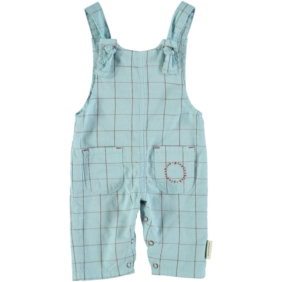 Baby Dungarees w/Knots - Light Blue & Garnet Checkered One Pieces Piupiuchick 