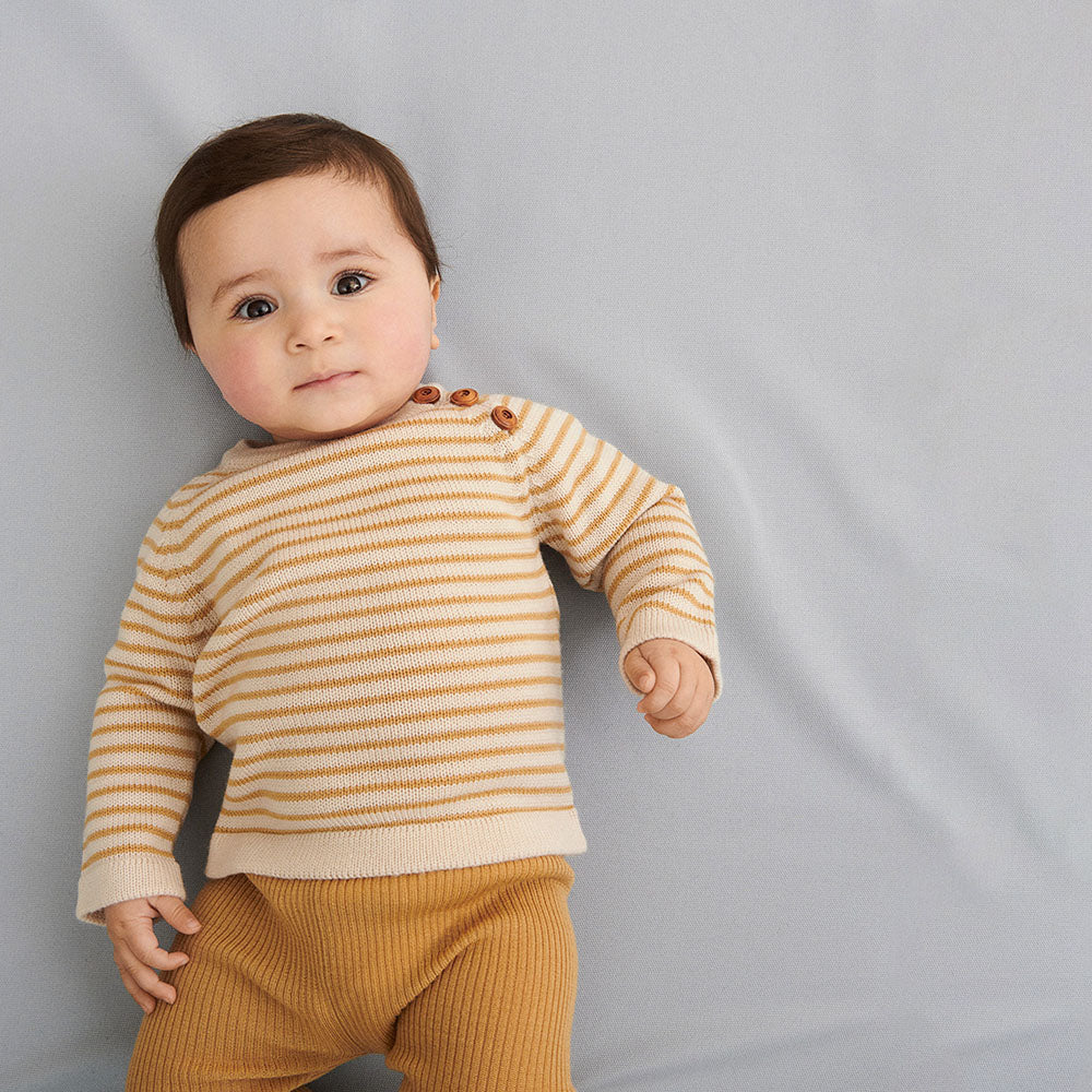 Merino Baby Sweater - Ecru/Hay