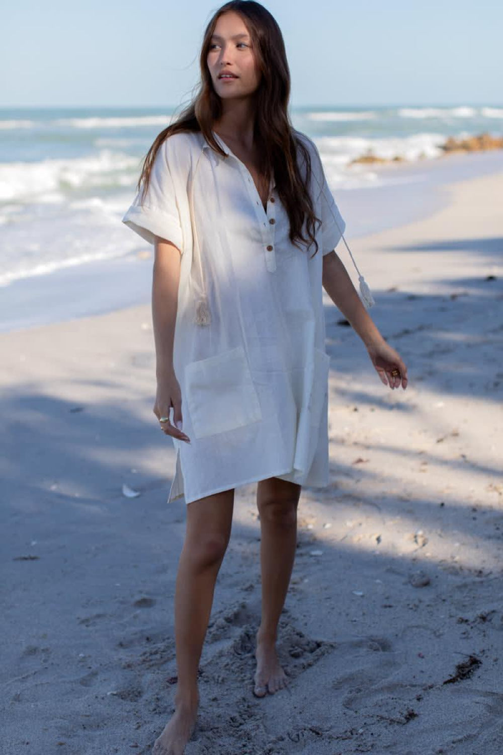 Baja Caftan - Ivory Organic - One Size - Dresses