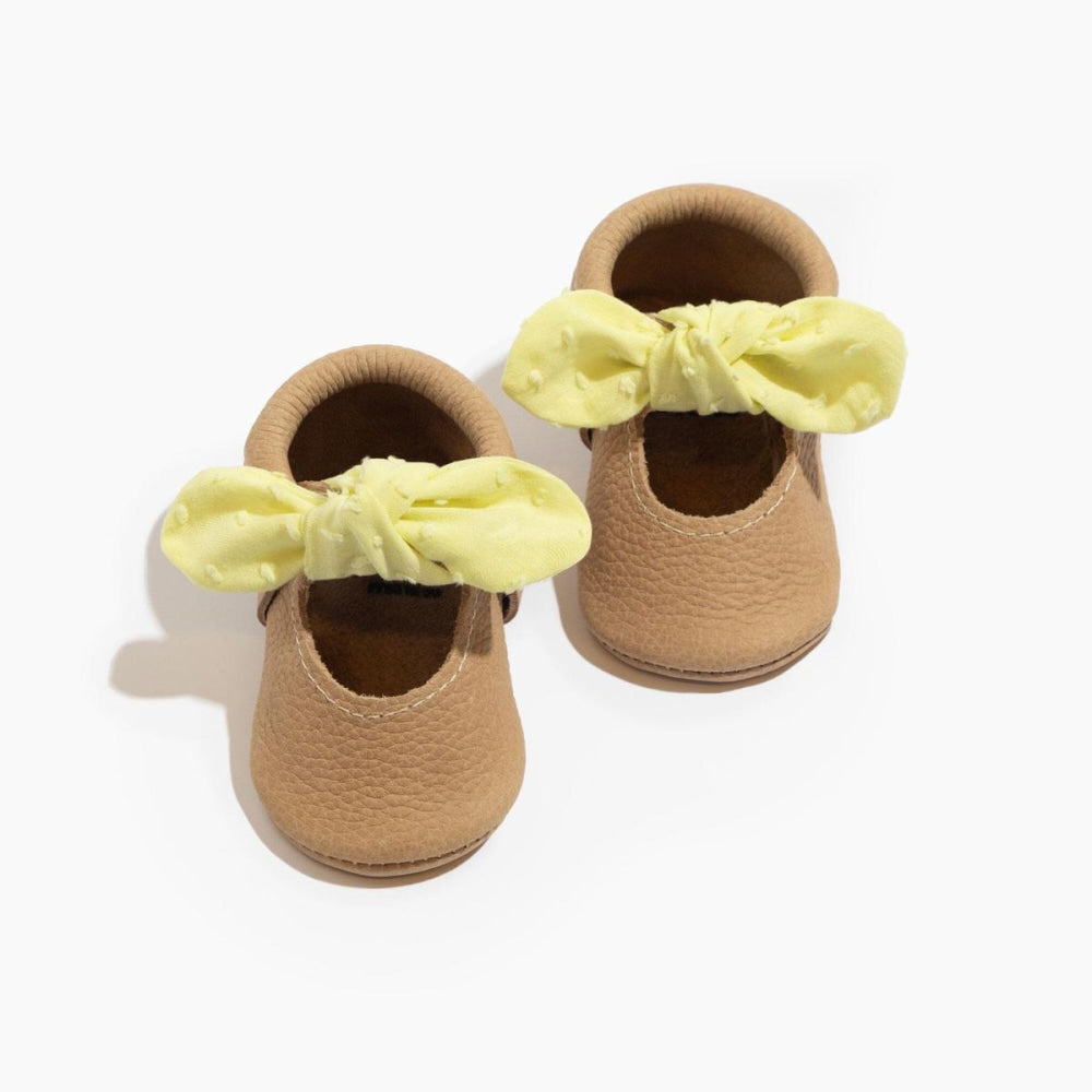 Banana Cream Knotted Bow Baby Shoe - ’Flats - Baby Kids Adult All’