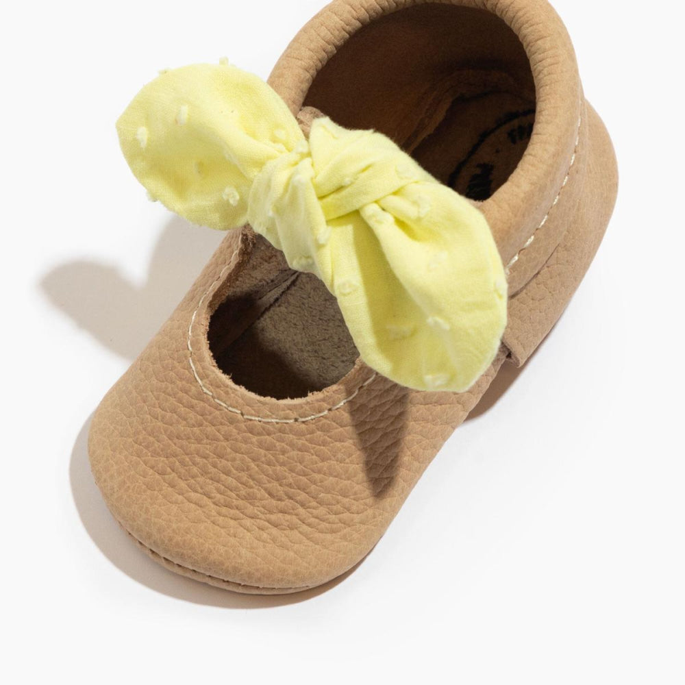 Banana Cream Knotted Bow Baby Shoe - ’Flats - Baby Kids Adult All’